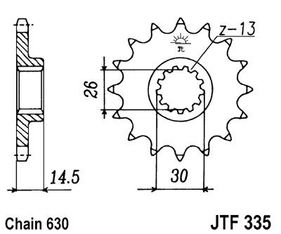 Pinion lanț JT față, lanț 630, 15 dinți, oțel pentru HONDA CBX 1000 1978-1979