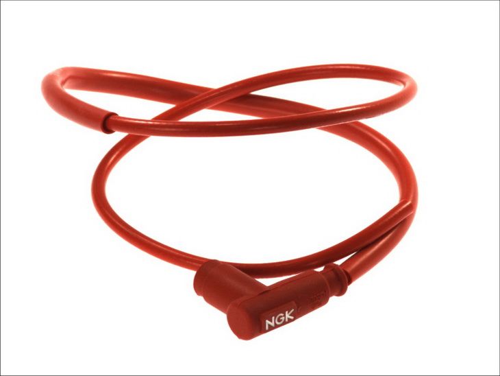 Fișă bujie NGK filet 10, lungime 100 cm, roșu, cauciuc, 14 mm