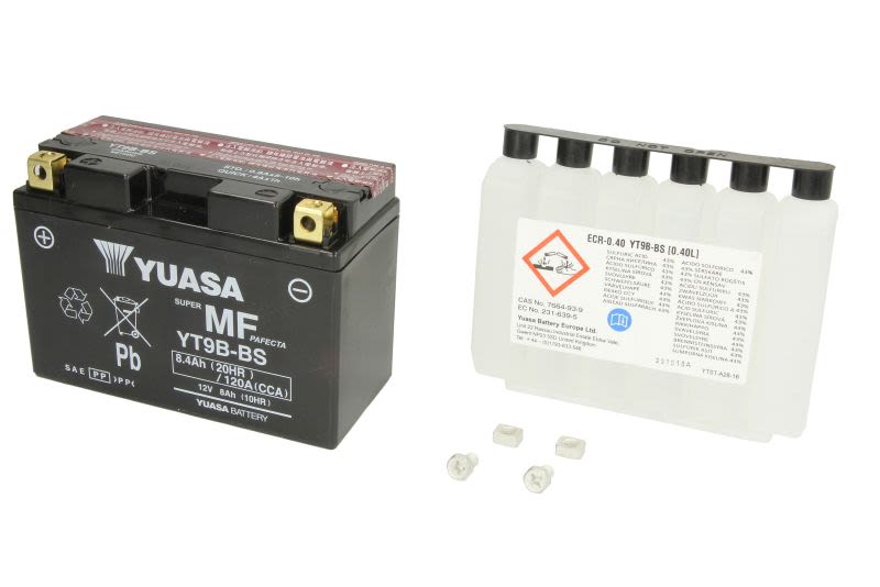 Baterie pornire YUASA 150 × 70 × 105 mm, 12 V, 8 Ah, 120 A, YT9B-BS