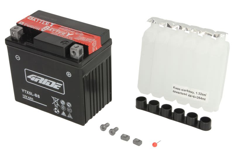 Baterie pornire 4 RIDE 114 × 71 × 106 mm, 12 V, 4,2 Ah, 70 A, YTX5L-BS