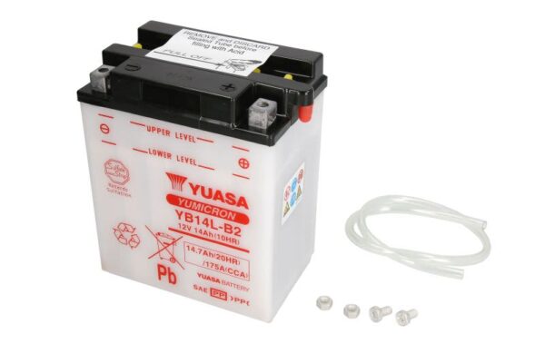Baterie pornire YUASA 136 × 91 × 168 mm, 12 V, 15 Ah, 175 A, 0,9 l, YB14L-B2 pentru HONDA CBR, VF, VT 650-1200 1982-2009