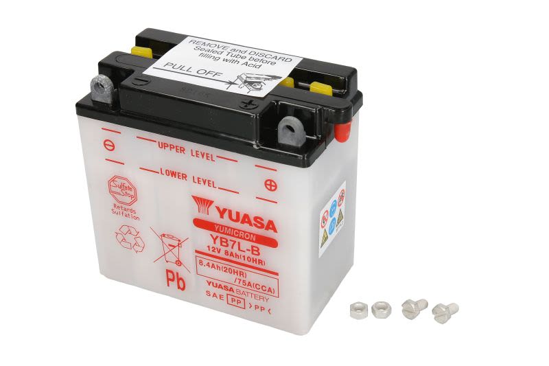 Baterie pornire YUASA 8,0 Ah, cantitate necesară de electrolit 0,6 l, înălțime 133,0 mm, lungime 135,0 mm