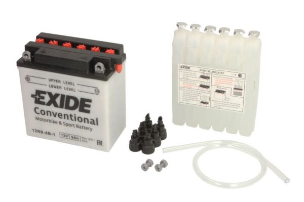 Baterie pornire EXIDE 135 × 75 × 140 mm, 12 V, 9 Ah, 85 A, 12N9-4B-1 pentru APRILIA AF1 50-750 196