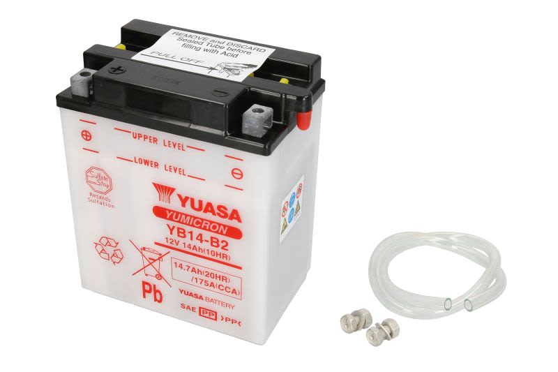 Baterie pornire YUASA 134 × 89 × 166 mm, 12 V, 15 Ah, 175 A, 0,9 l, YB14-B2