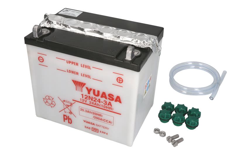 Baterie pornire YUASA 184 × 124 × 175 mm, 12 V, 25 Ah, 200 A, 3 A, 1,8 l