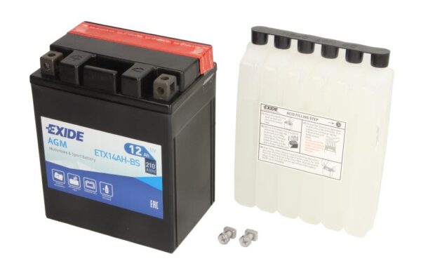 Baterie pornire EXIDE 134 × 89 × 164 mm, 12 V, 12 Ah, 210 A, YTX14AH-BS pentru ARCTIC CAT ARCT