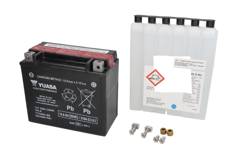 Baterie pornire YUASA 175 × 87 × 155 mm, 12 V, 19 Ah, 310 A, YTX20HL-BS-PW