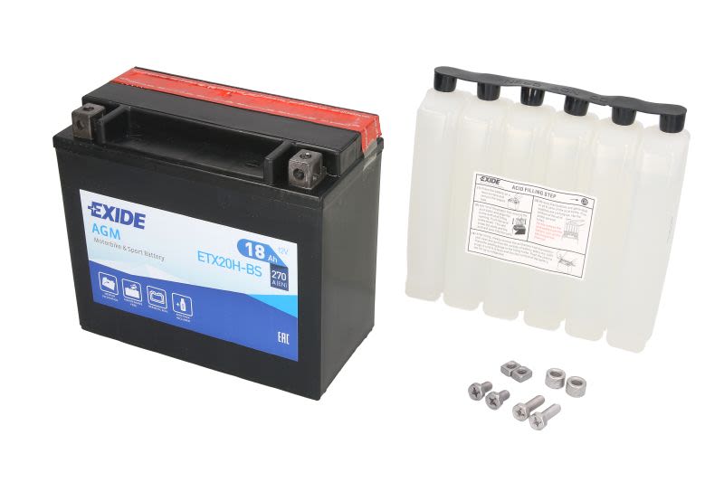 Baterie pornire EXIDE 175 × 87 × 155 mm, 12 V, 18 Ah, 270 A, YTX20H-BS