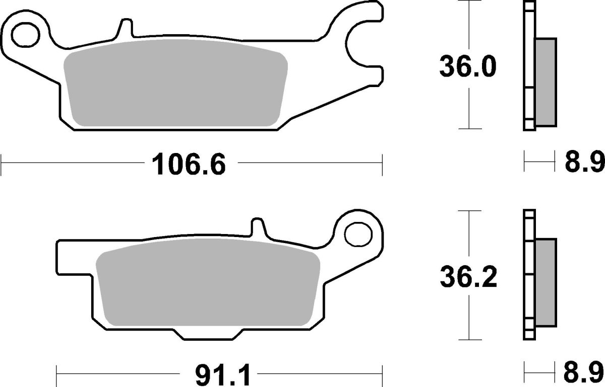 Set plăcuțe frână disc BREMBO înălțime 36,0 mm, lungime 106,6 mm, lățime 91,07 mm, SD