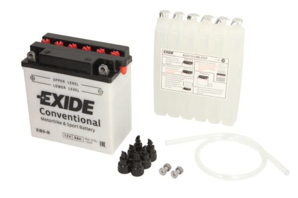 Baterie pornire EXIDE 135 × 75 × 139 mm, 12 V, 9 Ah, 100 A, YB9-B pentru APRILIA AF1 25-750 1968-2