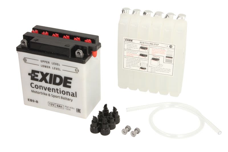 Baterie pornire EXIDE 135 × 75 × 139 mm, 12 V, 9 Ah, 100 A, YB9-B