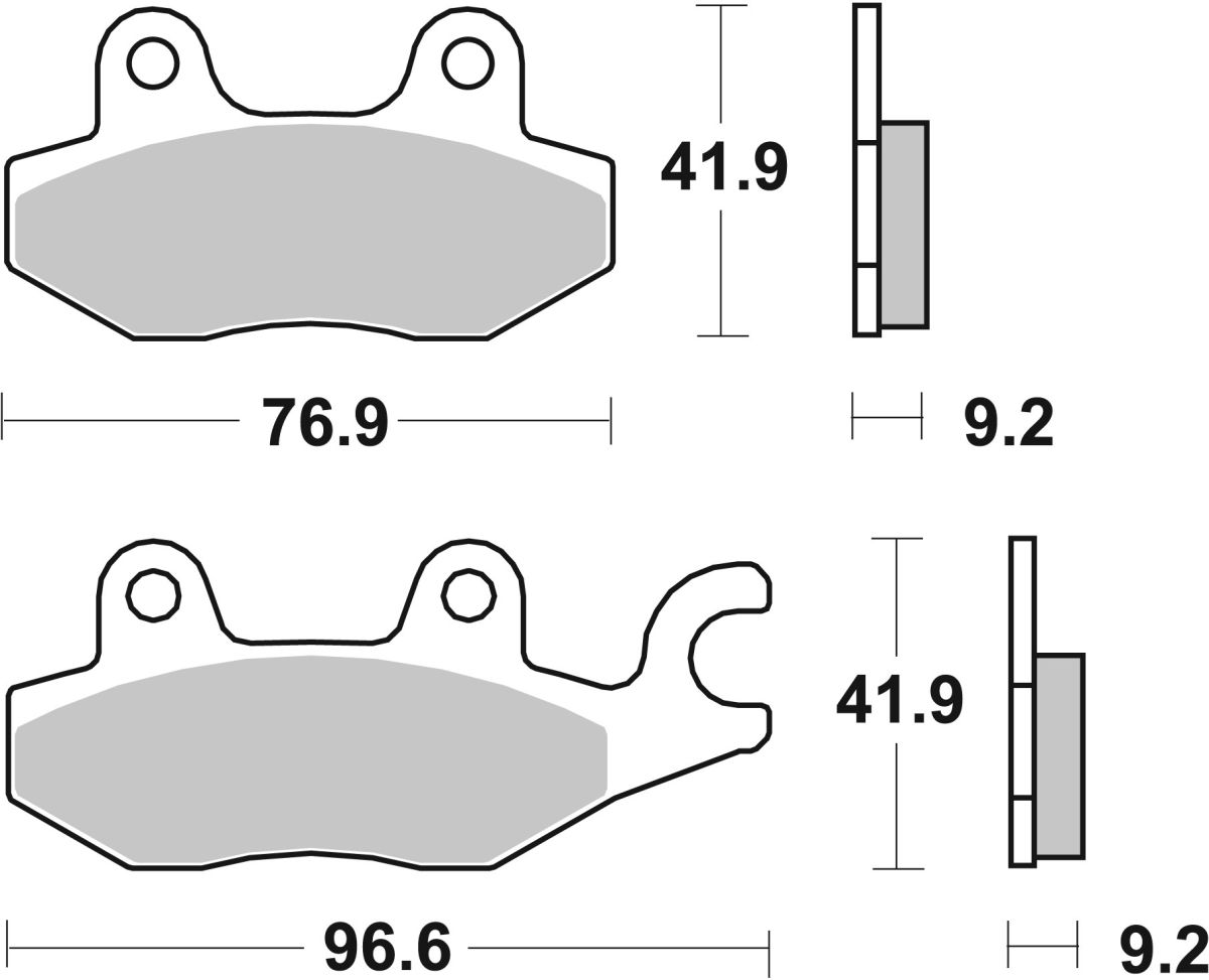 Set plăcuțe frână disc BREMBO față/spate, carbon, utilizare scuter, 41,9 × 76,9 × 9,2 mm