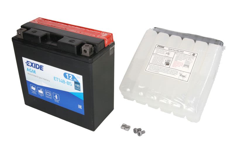 Baterie pornire EXIDE 150 × 70 × 145 mm, 12 V, 12 Ah, 190 A, YT14B-BS