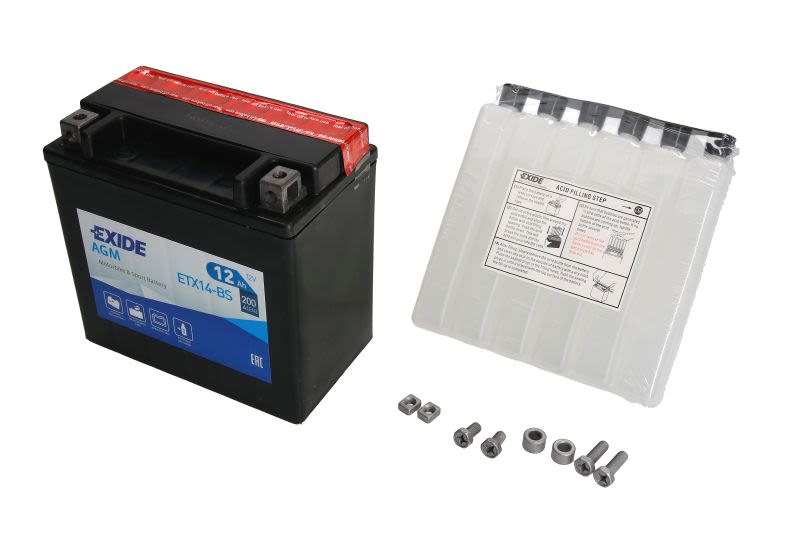 Baterie pornire EXIDE 150 × 87 × 145 mm, 12 V, 12 Ah, 200 A, YTX14-BS
