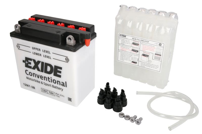 Baterie pornire EXIDE 135 × 75 × 135 mm, 12 V, 7 Ah, 75 A, 12N7-3B