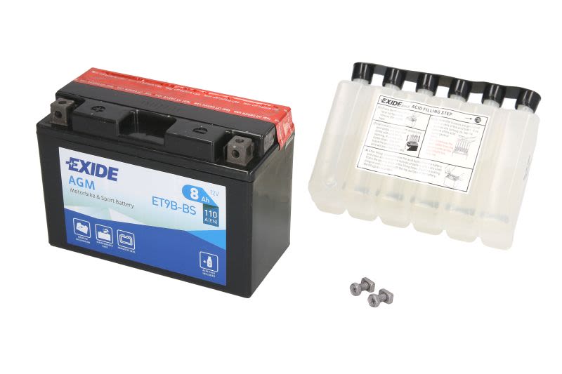 Baterie pornire EXIDE 150 × 70 × 105 mm, 12 V, 8 Ah, 110 A, YT9B-BS