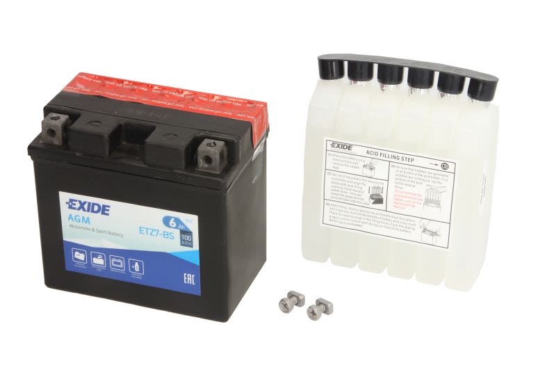Baterie pornire EXIDE 115 × 70 × 105 mm, 12 V, 6 Ah, 100 A, YTZ7-BS