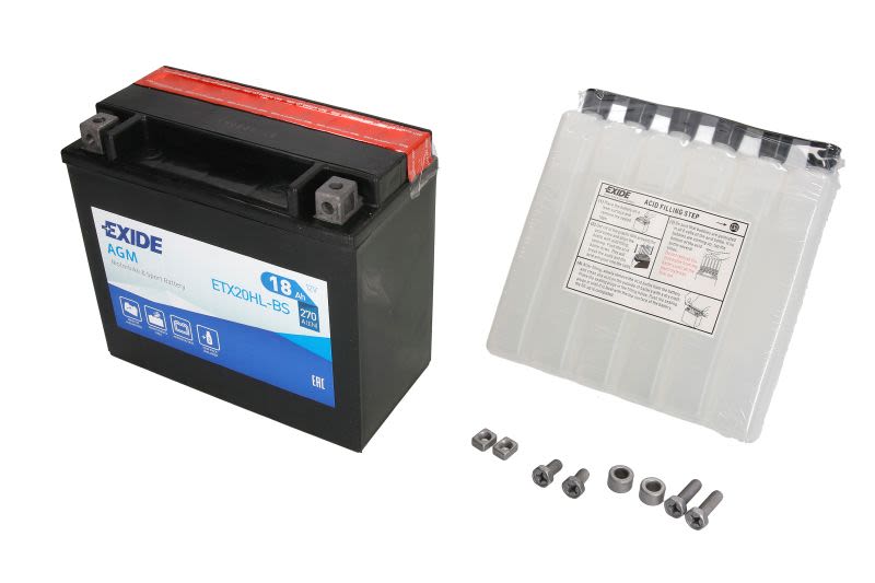 Baterie pornire EXIDE 175 × 87 × 155 mm, 12 V, 18 Ah, 270 A, YTX20HL-BS