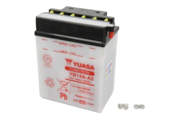 Baterie pornire YUASA 15,0 Ah, cantitate necesară de electrolit 0,9 l, înălțime 176,0 mm, lungime 134,0 mm
