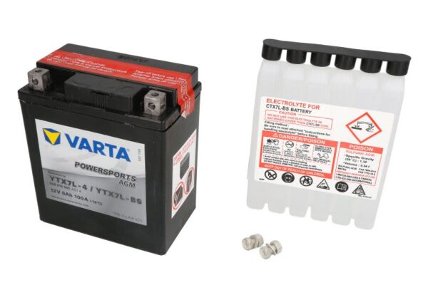 Baterie pornire VARTA 114 × 71 × 131 mm, 12 V, 6 Ah, 100 A, YTX7L-BS pentru APRILIA COMPAY 50