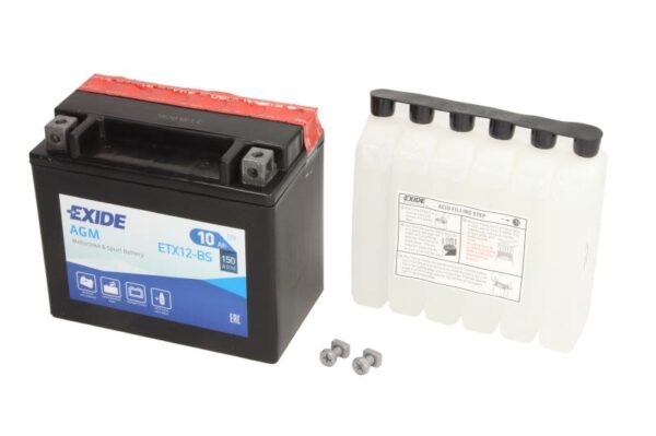 Baterie pornire EXIDE 150 × 87 × 130 mm, 12 V, 10 Ah, 150 A, YTX12-BS pentru AEON COBRA 50-134