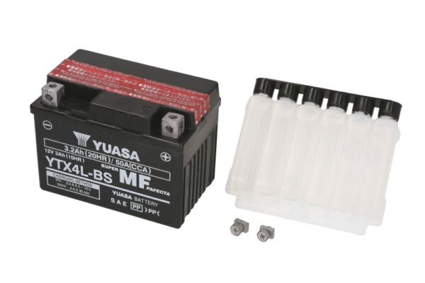 Baterie pornire YUASA 114 × 71 × 86 mm, 12 V, 3 Ah, 50 A, YTX4L-BS pentru AEON COBRA 25-650