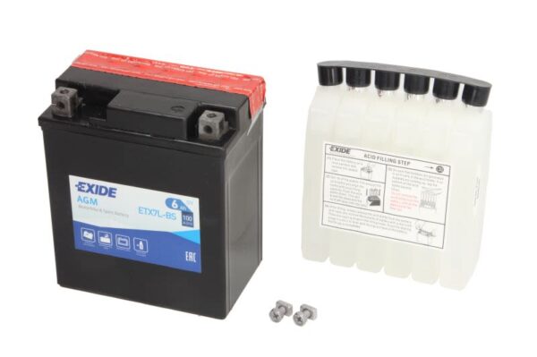 Baterie pornire EXIDE 113 × 70 × 130 mm, 12 V, 6 Ah, 100 A, YTX7L-BS pentru APRILIA COMPAY 50