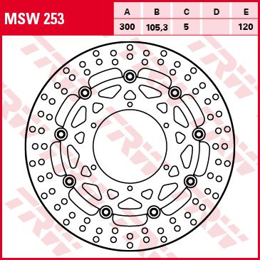 Disc frână TRW cantitate per ambalaj 1,0 buc., diametru 6,5 mm, diametru 105,3 mm, diametru 300,0 mm