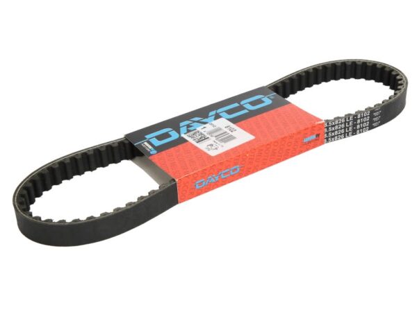 Curea transmisie DAYCO lățime 18,5 mm, lungime 826 mm pentru PEUGEOT LOOXOR; PIAGGIO/VESPA FLY, LIBERTY 50 1997-2009