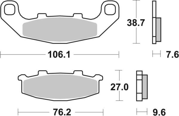 Set plăcuțe frână disc BREMBO spate, sinterizat SP, utilizare stradă, 9,6 mm pentru KAWASAKI EX, GPX, GPZ, KR-1, ZR, ZX-4, ZXR; SUZUKI GSX, RG, RGV 250-1100 1987-2020