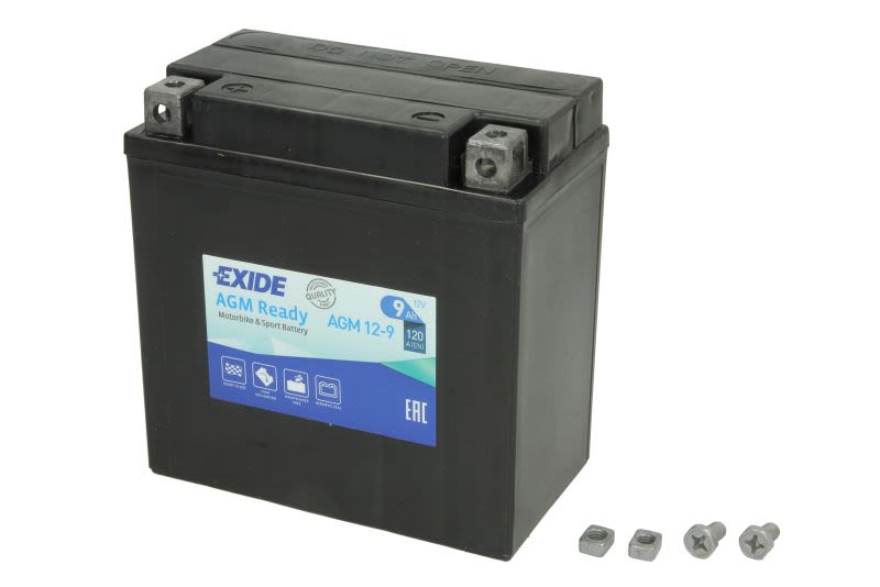 Baterie pornire EXIDE 135 × 75 × 140 mm, 12 V, 9 Ah, 120 A, YTX9C-BS