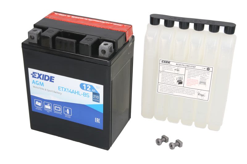 Baterie pornire EXIDE 134 × 89 × 164 mm, 12 V, 12 Ah, 210 A, YTX14AHL-BS